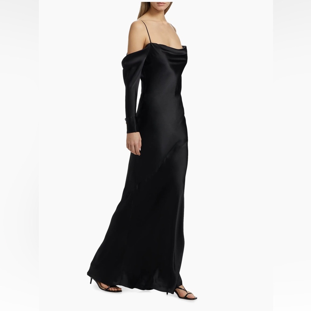 NWT L'AGENCE Melly French Cuff Off Shoulder 100% Silk Dress Maxi Cocktail Dress - Picture 5 of 15